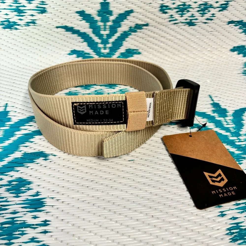 Mission Made Tactical Nylon Belt Tan Khaki Size M 32-34 Military EDC